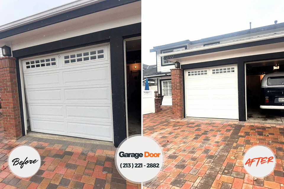 Before and after: garage door repair Oxnard, CA